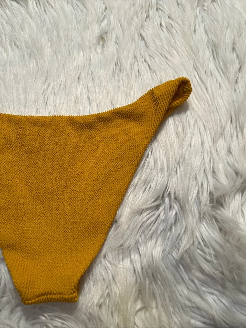 Women's Swim Bottoms Bikini Bottoms Mustard Yellow Textured Stretch Low Rise